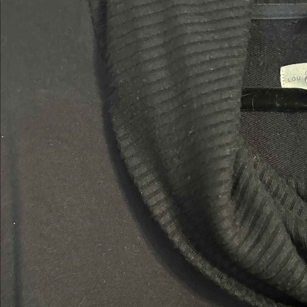 LOU & GREY Ann Taylor Loft Black Black Cowl Neck Sweater Large Softblend Lite - Picture 6 of 7